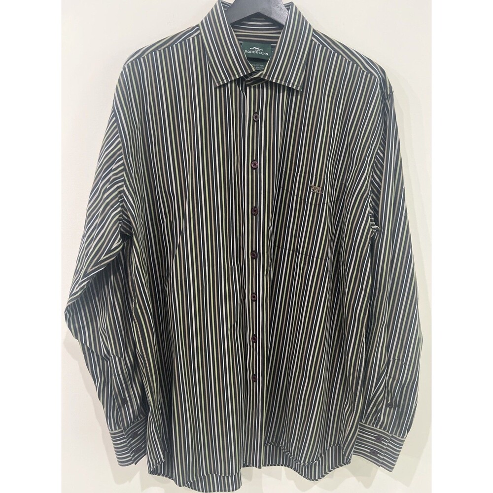 Rodd & Gunn Classic Fit Button-Up Men's XL Multicolor Striped Long Sleeve Shirt